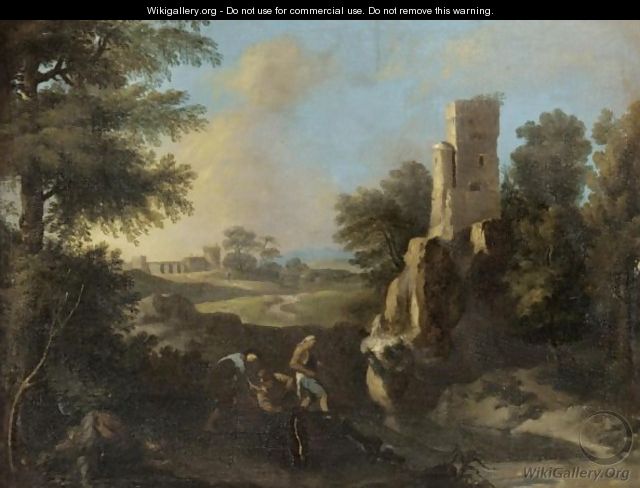 Landscape With Fishermen Near A Ruined Tower - (after) Andrea Locatelli