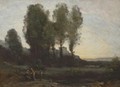 Le Monastere Derriere Les Arbres - Jean-Baptiste-Camille Corot