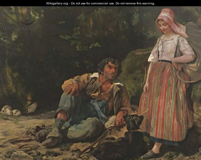 The Shepherd And The Shepherdess - Leon Louis Antoine Riesener