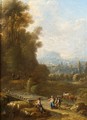 An Italianate Landscape With Herdsmen And Cattle Near A Bridge To The Foreground - (after) Johann Alexander Thiele