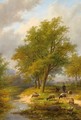 A Shepherd And His Flock In A Summer Landscape - Jan Evert Morel