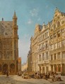 Many Figures At An Auction On The Grande Place In Brussels - Jacques Carabain