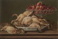 Still Life With Plucked Game And A Basket Filled With Strawberries - Miguel Parra
