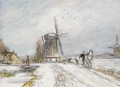 A Windmill In A Winter Landscape - Louis Apol