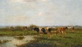 Cows In A Polder Landscape - Cornelis Sr Westerbeek