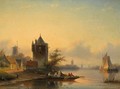 A Summer Landscape With A Ferry Crossing A River - Jan Jacob Coenraad Spohler