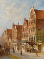 Figures In The Sunlit Streets Of A Dutch Town 2 - Pieter Gerard Vertin