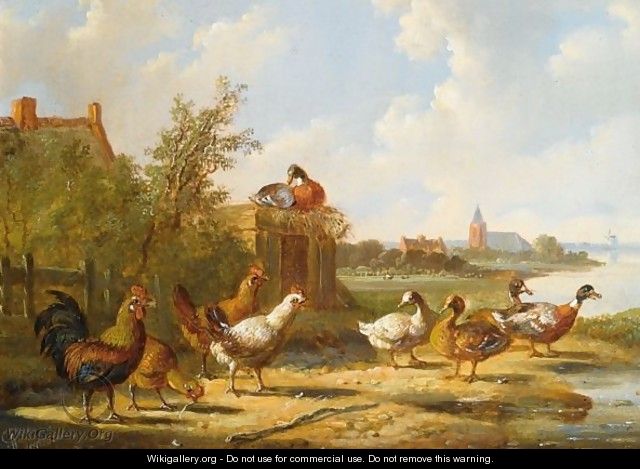Poultry In A Summer Landscape 2 - Albertus Verhoesen