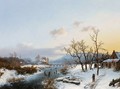 Figures In An Extensive Winter Landscape - Marianus Adrianus Koekkoek