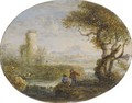 An Italianate River Landscape With Two Figures Fishing - Jan de Momper