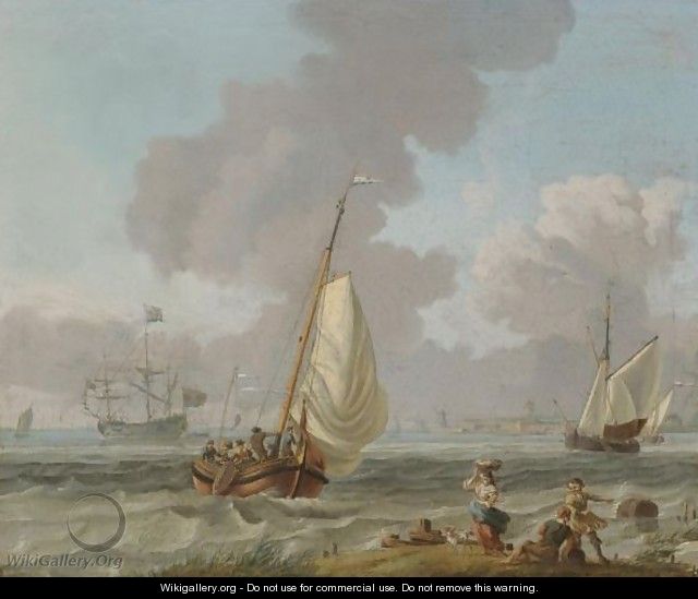 Dutch Small Craft Sailing In Coastal Waters - (after) Abraham Storck