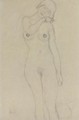 Stehend Von Vorne, Den Kopf Nach Rechts Geneigt (Standing Woman With Head Leaning Right) - Gustav Klimt