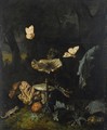 A Forest Floor Still Life With Various Fungi, Thistles, An Aspic Viper, A Sand Lizard, A Snail, A Tree Frog And Two Moths - Otto Marseus Van Schrieck