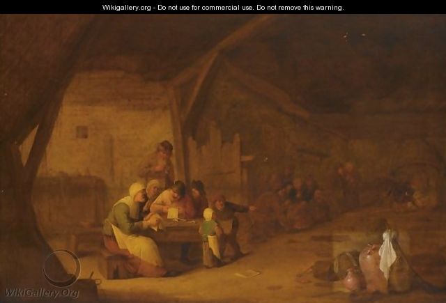 An Interior Of An Inn With Peasants Singing At A Table - Bartholomeus Molenaer