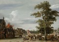 Soldiers Plundering A Village With Horse-Drawn Wagons Near A Draw-Well In The Forground And Houses Burning On The Left - Pieter Jansz. Post