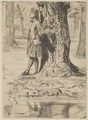 Seymour Standing Under A Tree - James Abbott McNeill Whistler