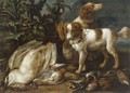 Still Life With Two Spaniels Together With Various Game And Songbirds - Jan van den Hecke