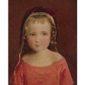 Little Girl In A Crimson Bonnet - George De Forest Brush
