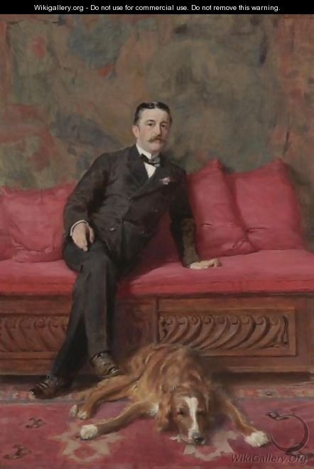 Portrait Of A Man And Dog - Ignaz-Marcel Gaugengigl