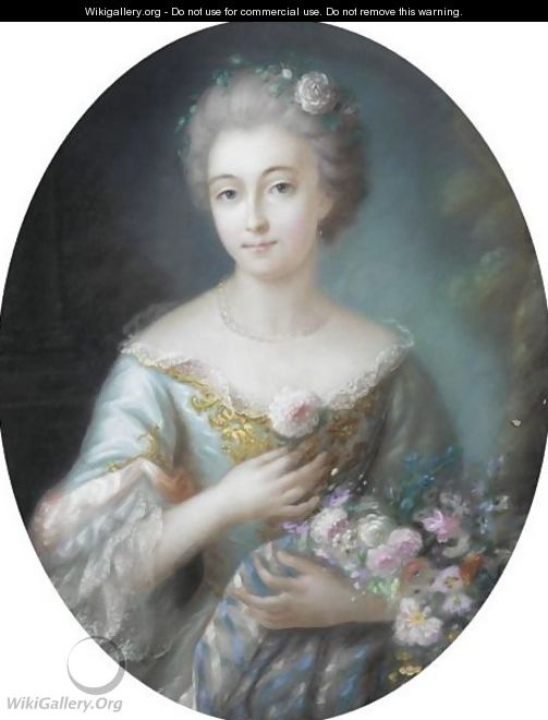 Elegant Lady With Flowers - French School