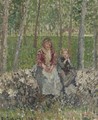 Paysannes Sous Les Arbres A Moret - Camille Pissarro