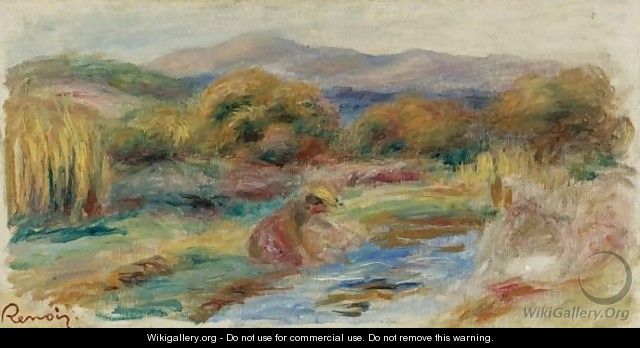 Laveuse Dans Un Paysage - Pierre Auguste Renoir