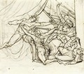 A Naked Warrior Repelling Soldiers At The Entrance To A Tent, One Woman Interceding, Another Collapsing, Manacled To A Post - Johann Henry Fuseli