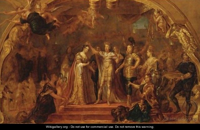 An Allegory Of The Coronation Of A Consort By Her King - English School