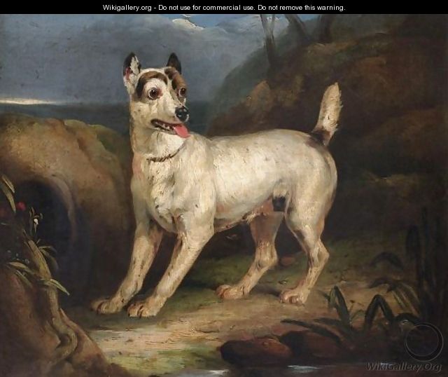 Portrait Of A Terrier In A Landscape - (after) Henry Bernard Chalon
