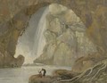 A Grotto With A Waterfall - Josepf Wright Of Derby