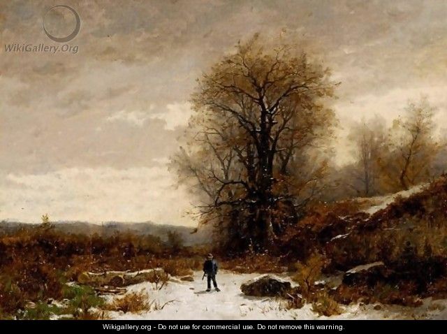 Winter Landscape With Hunter - Gustave Castan