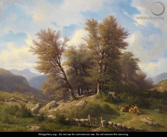 Paysage Avec Bergers Sous Arbres, 1858 Landscape With Herdsman Below Trees, 1858 - Francois Diday