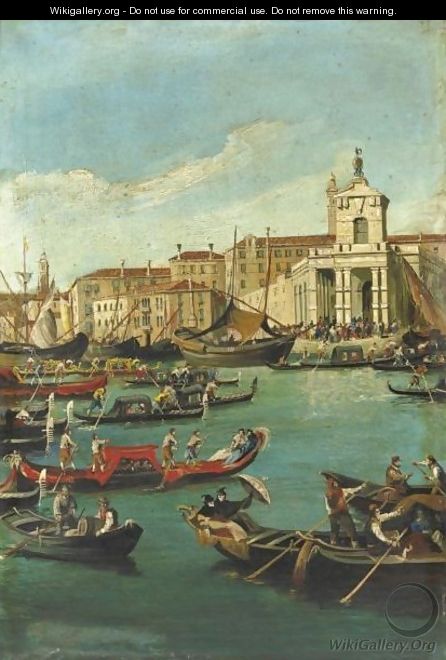 Venezia, Il Bacino Di San Marco Con La Punta Della Dogana E Gondole - (after) (Giovanni Antonio Canal) Canaletto