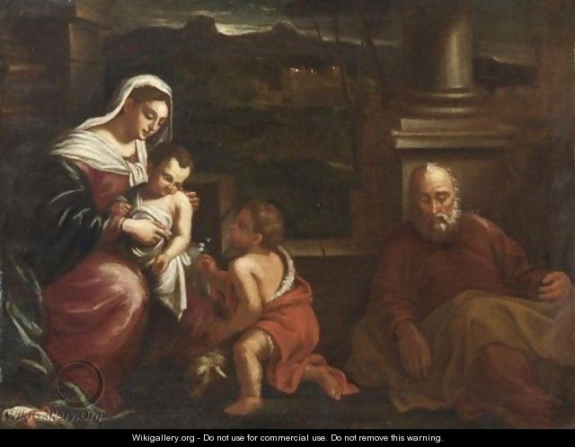 Sacra Famiglia Con San Giovannino - (after) Tiziano Vecellio (Titian)