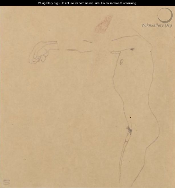 Mannlicher Akt Mit Nach Links Ausgestrecktem Armen (Male Nude With Outstreched Arms) - Egon Schiele