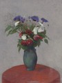 Vase De Fleurs Sur Une Nappe Rouge - Odilon Redon