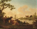 A River Landscape With A Shepherdess And Her Cattle In The Foreground - Frans Swagers