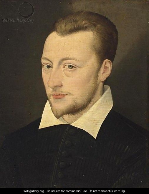 A Portrait Of A Gentleman, Bust Length, Wearing A Black Coat With A White Collar - (after) Daniel Dumonstier