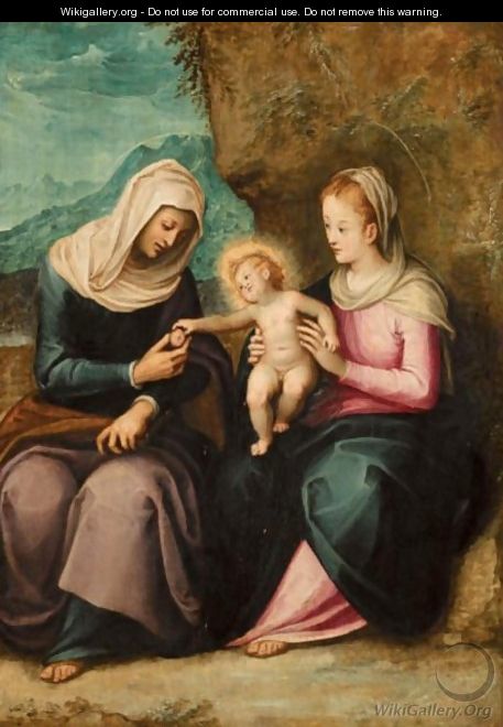 The Madonna And Child With Saint Anne In A Landscape - Guglielmo Caccia