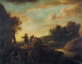 An Extensive Landscape With Fishermen In A River And Others Salting Fish On The Bank - (after) David The Younger Teniers