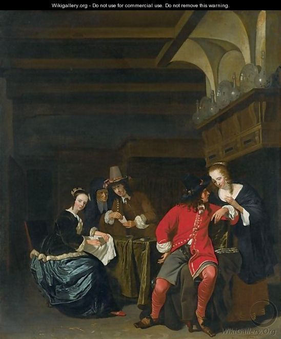 An Interior Scene With Card Players - (after) Ludolf De Jongh