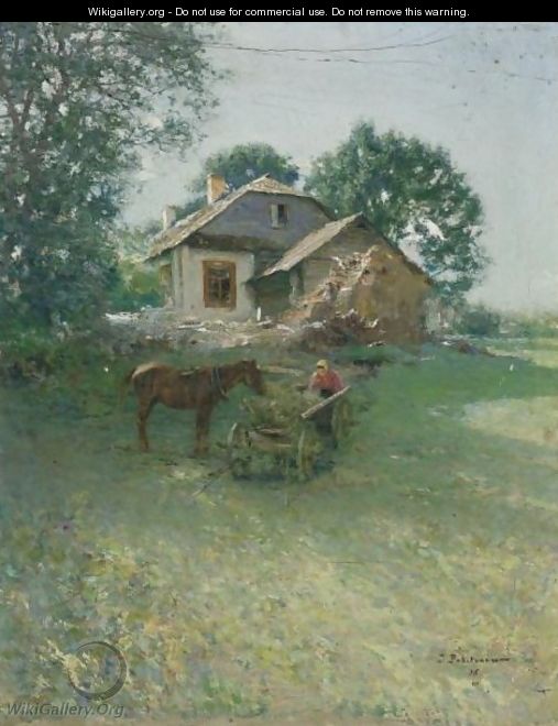 Horse-Cart In Front Of The Old House, Minsk - Ivan Pavlovich Pokhitonov