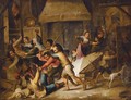 Tavern Interior With Boors Fighting - (after) Cornelis De Wael