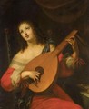 Portrait Of A Lady, Half Length, Playing A Lute - Hieronymus Janssens