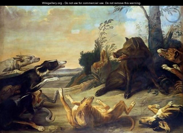 A Wild Boar Attacked By Hounds - (after) Paul De Vos