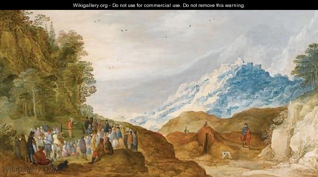 An Extensive Mountainous Landscape With Saint John The Baptist Preaching - Joos De Momper