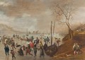 A Winter Landscape With Figures Skating On A Frozen River - (after) Anthonie Verstraelen