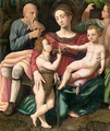 The Holy Family With Saint John The Baptist - Bolognese School