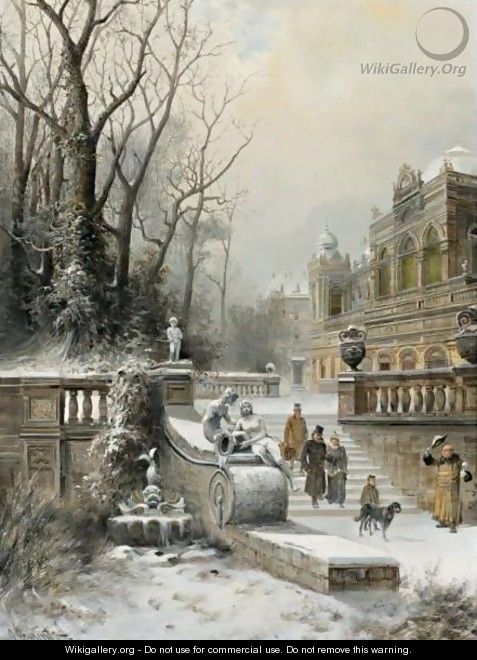 A Noble Family Leaving Their Palace In Winter - E. Lermontoff