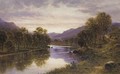 Figures Walking Beside A River At Sunset - Waller Hugh Paton
